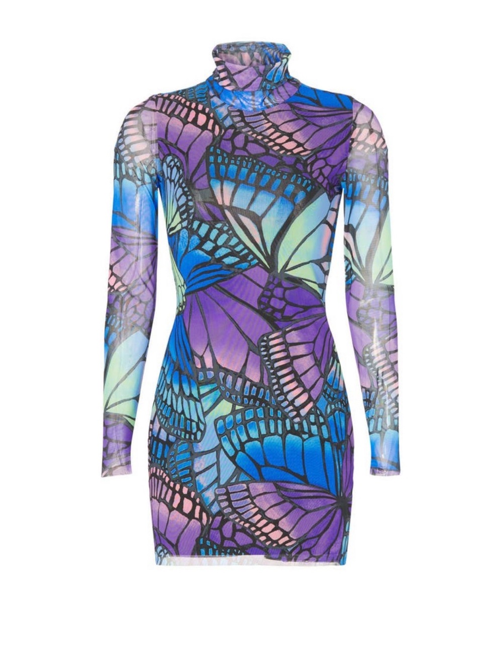AFRM Butterfly-Print Lace-Up Open-Back Mini Dress in Purple & Blue - Picture 5 of 10